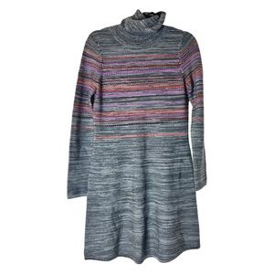 Krimson Klover Merino Wool Striped Ski Sweater Dress Turtleneck